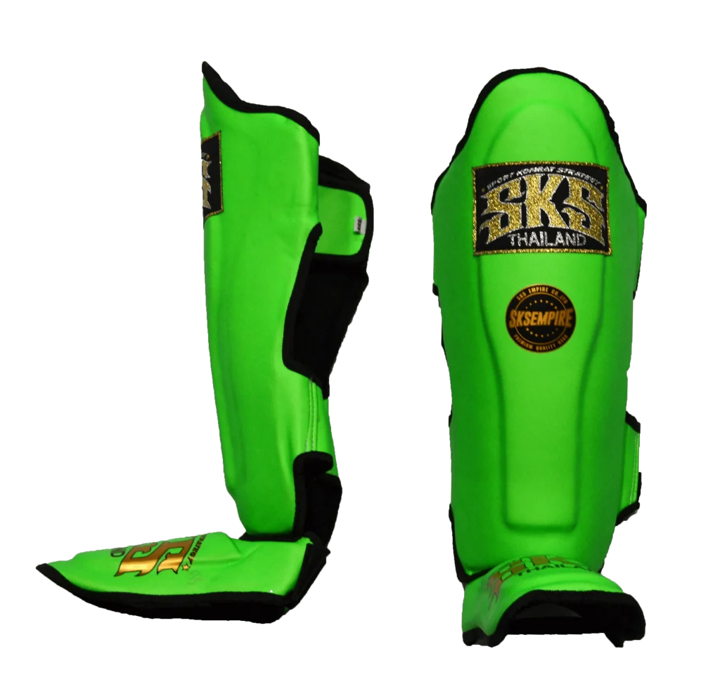 SKS Kids Green Synthetic Leather Shinguards