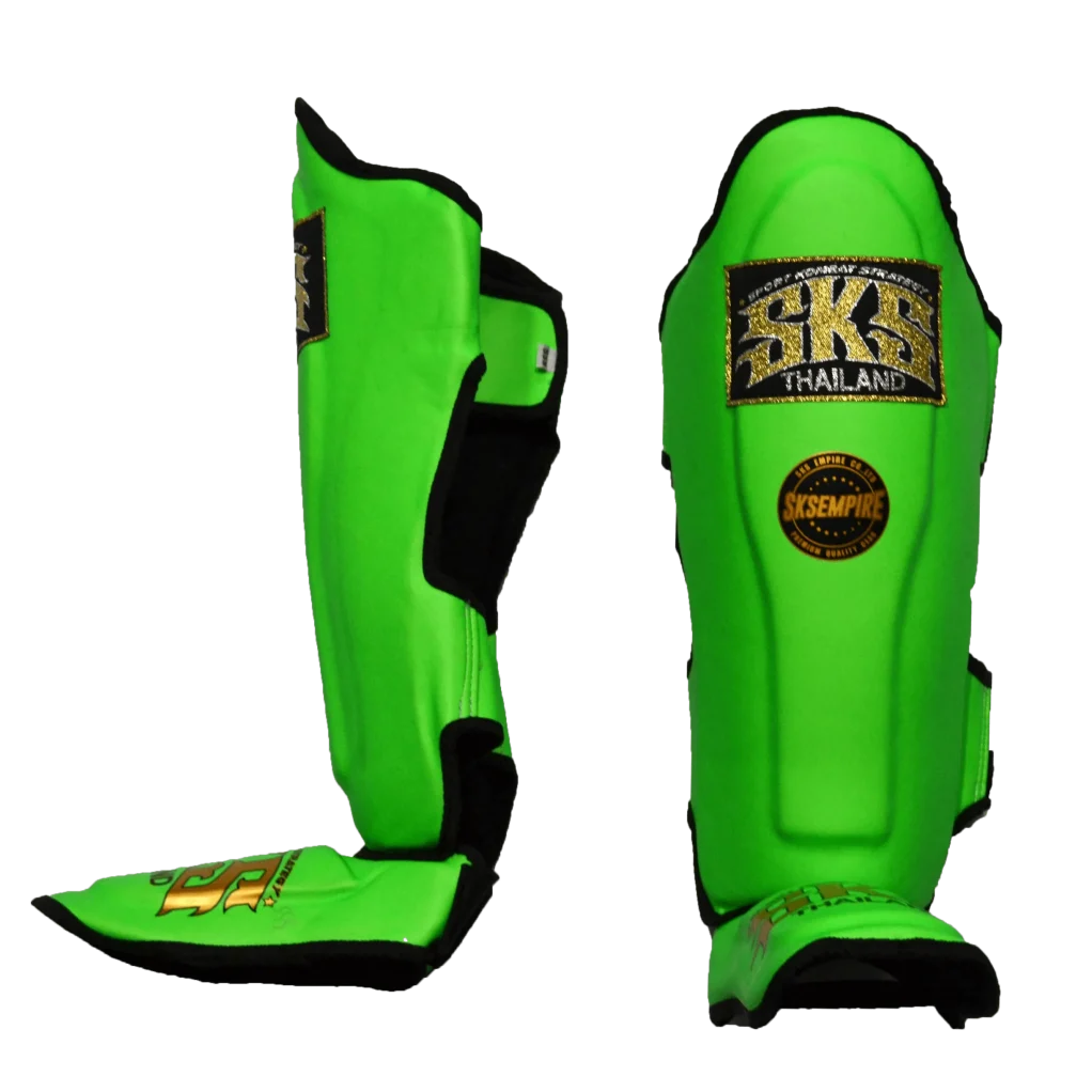 SKS Kids Green Synthetic Leather Shinguards