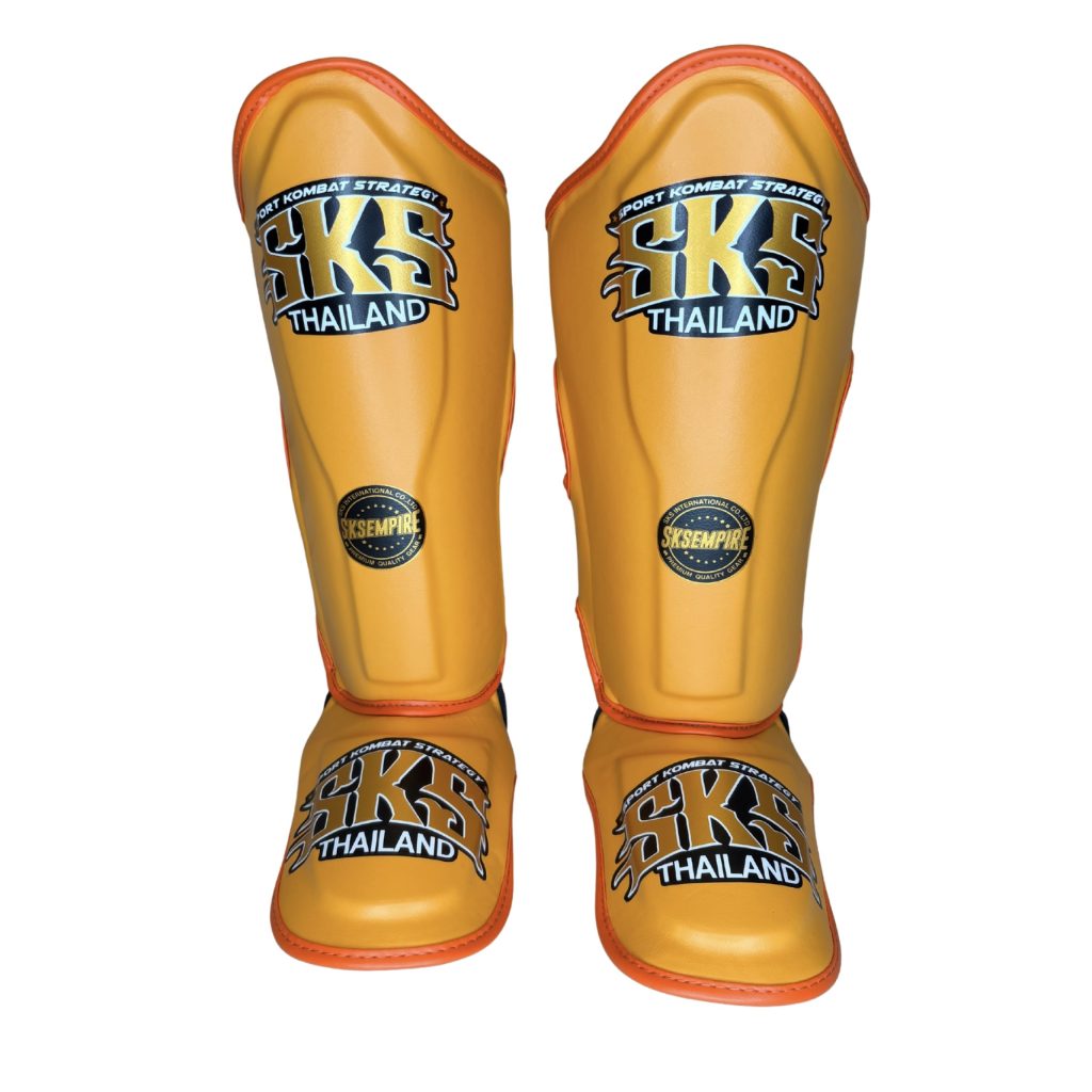 SKS Kids Orange Synthetic Leather Shinguards