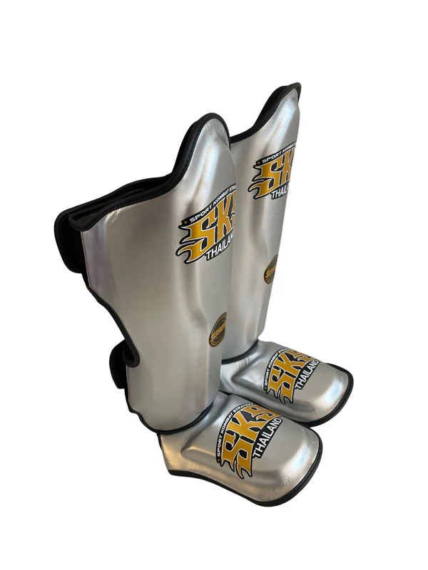 SKS Metallic Silver Microfiber Shinguard