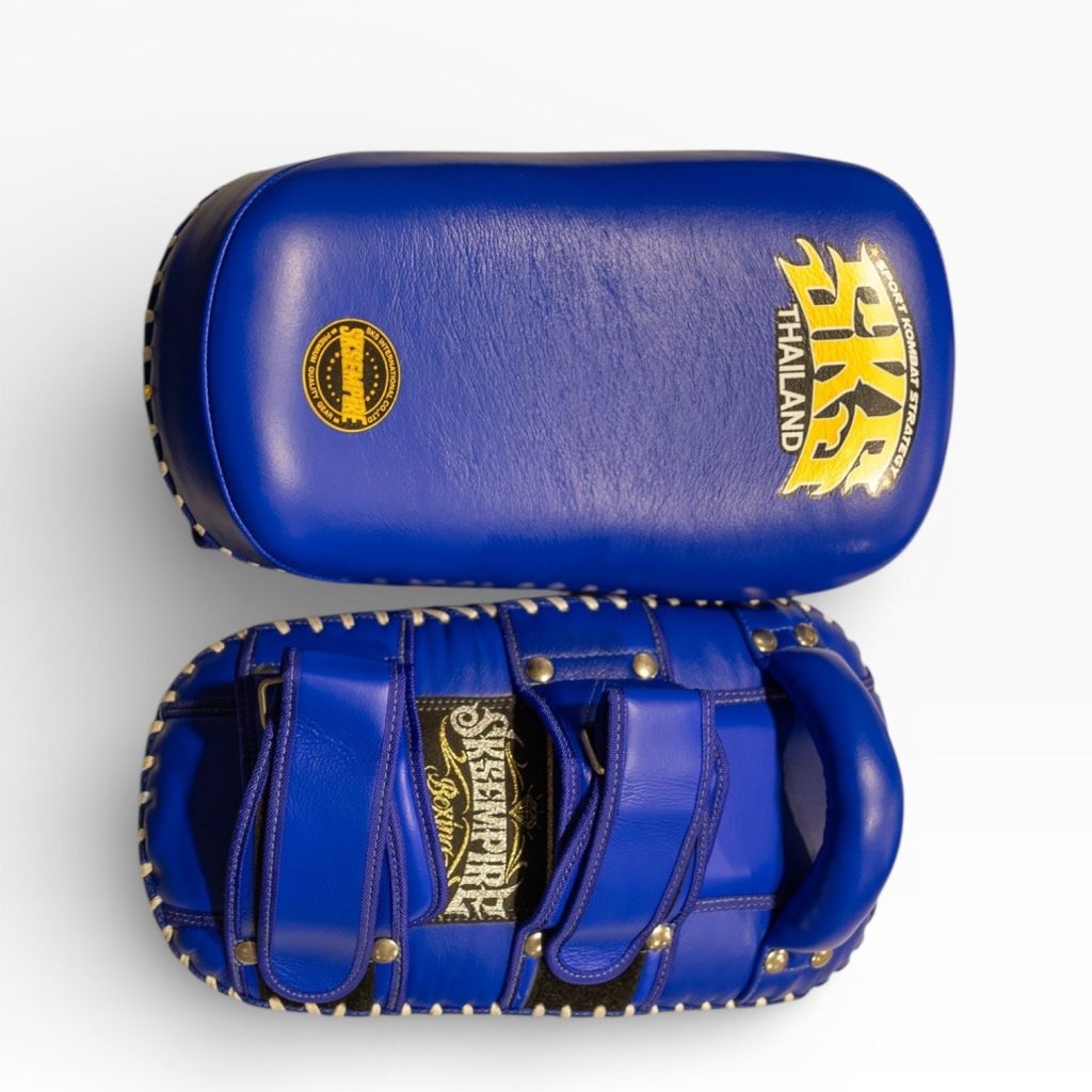 SKS Muay Thai Kick Pads (Double Strap, Blue)