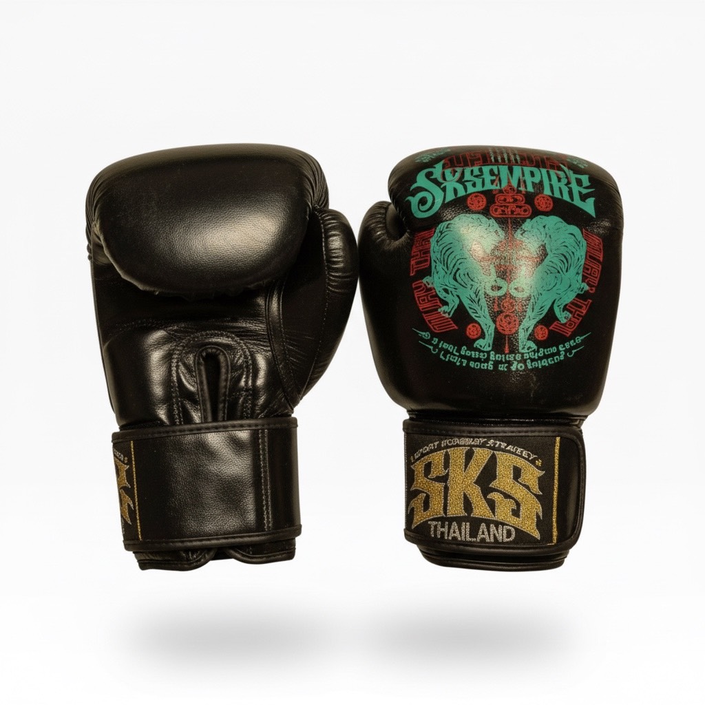 SKS Leather Tiger Muay Thai Gloves "Sakyant" (Black)