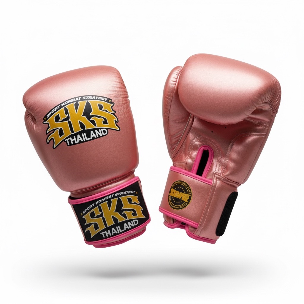 SKS Velcro Metallic Pink Microfiber Boxing Gloves