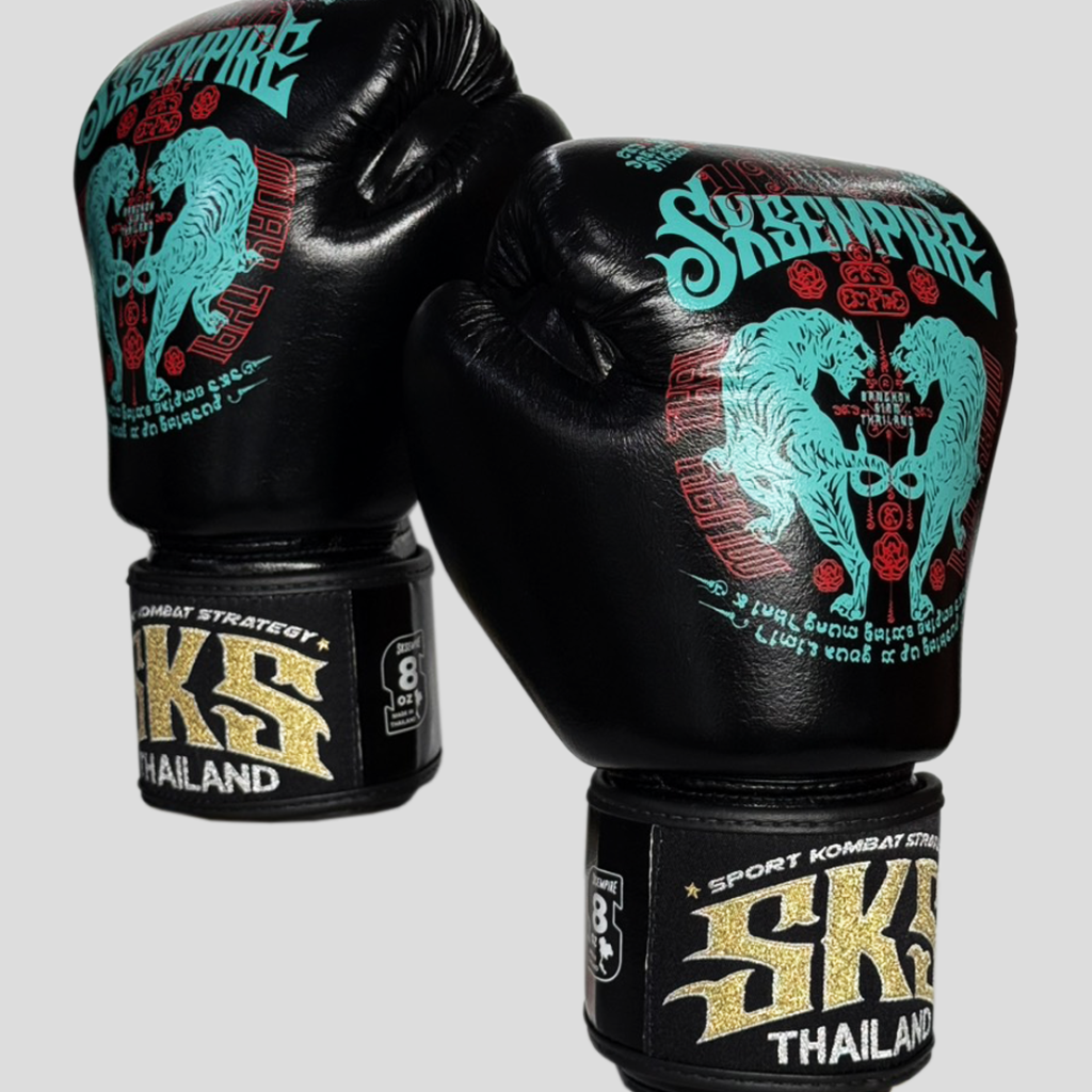SKS Leather Tiger Muay Thai Gloves "Sakyant" (Black)