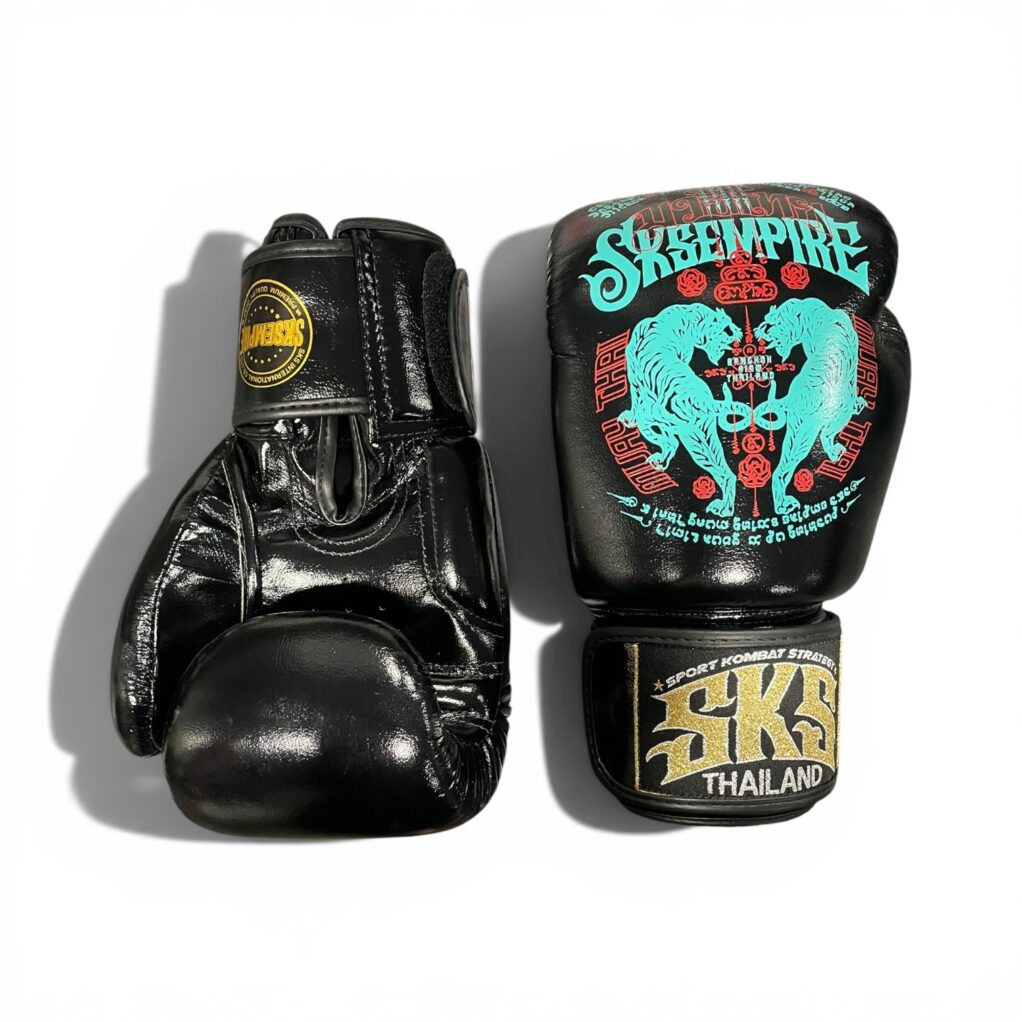 SKS Leather Tiger Muay Thai Gloves "Sakyant" (Black)