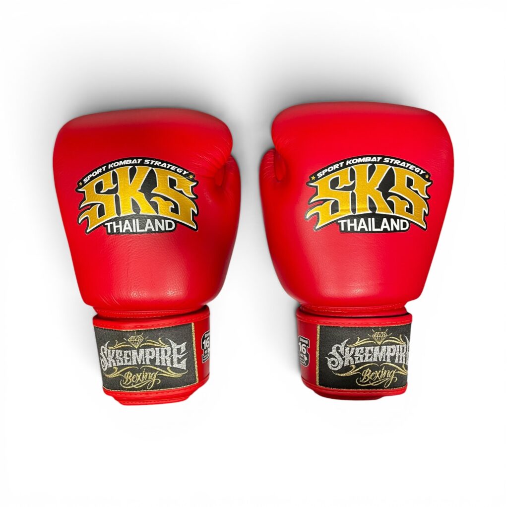 SKS Velcro Red Leather Boxing Gloves