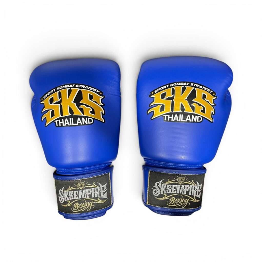 SKS Velcro Blue Leather Boxing Gloves