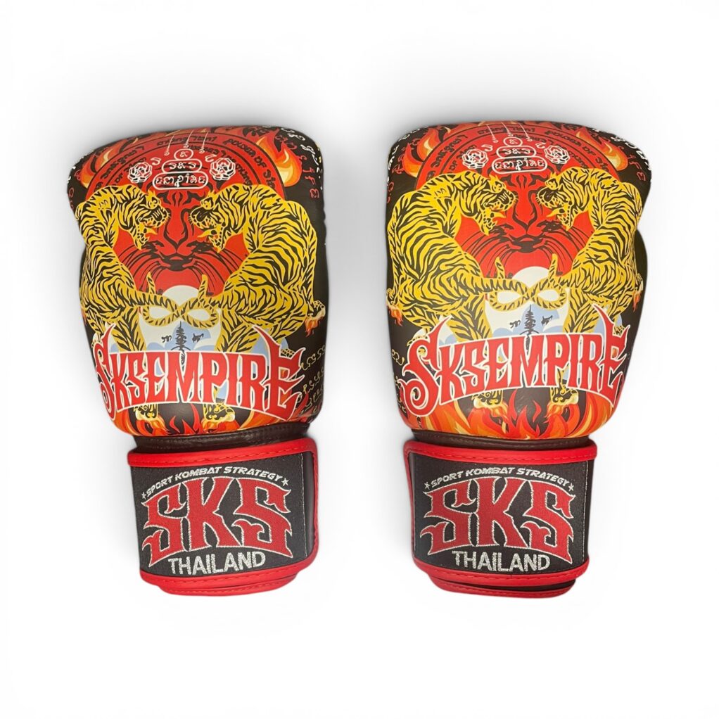 SKS Leather Inferno Tiger Velcro Boxing Gloves