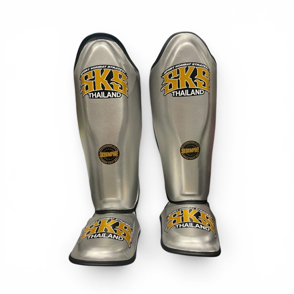 SKS Metallic Silver Microfiber Shinguard