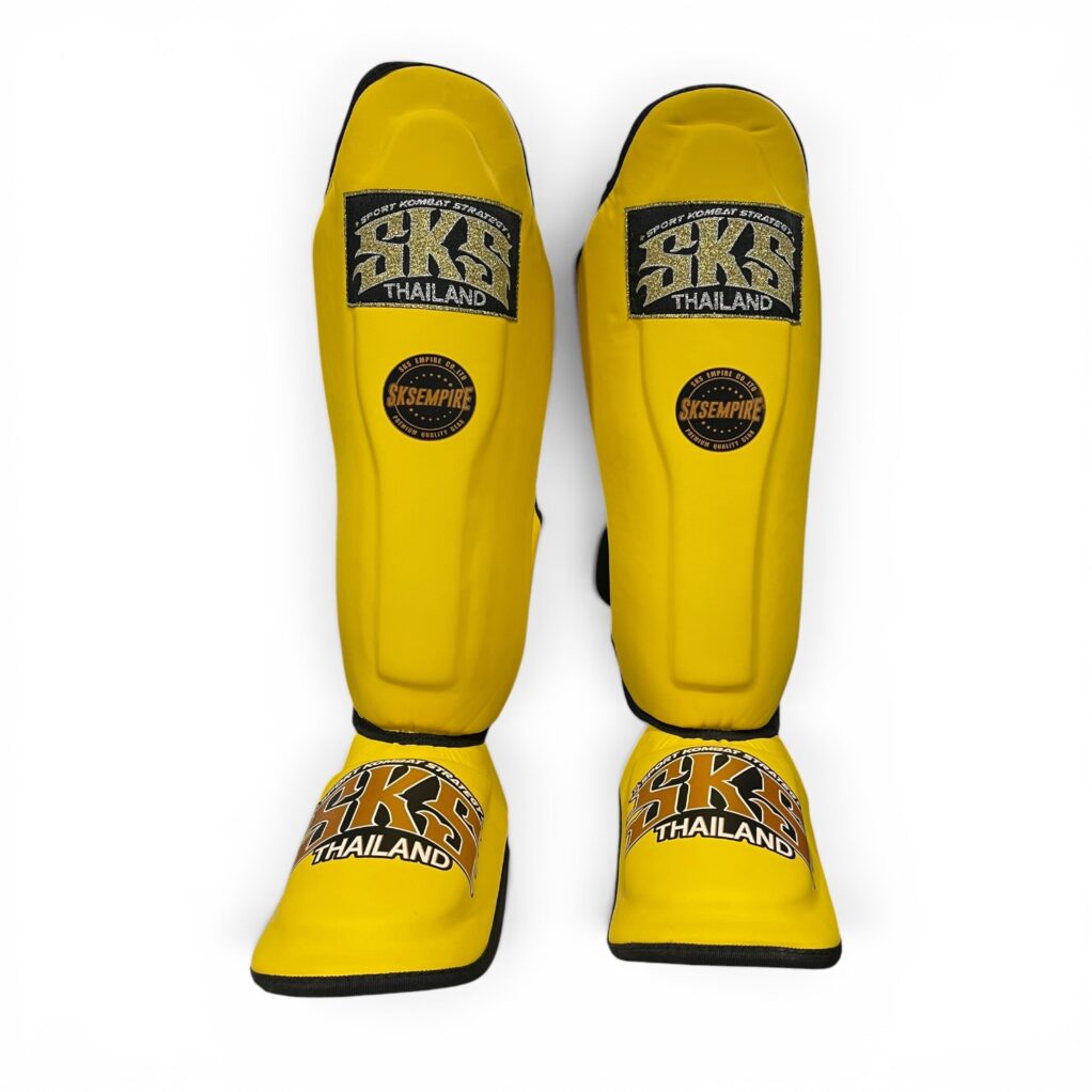 SKS Kids Yellow Synthetic Leather Shinguards