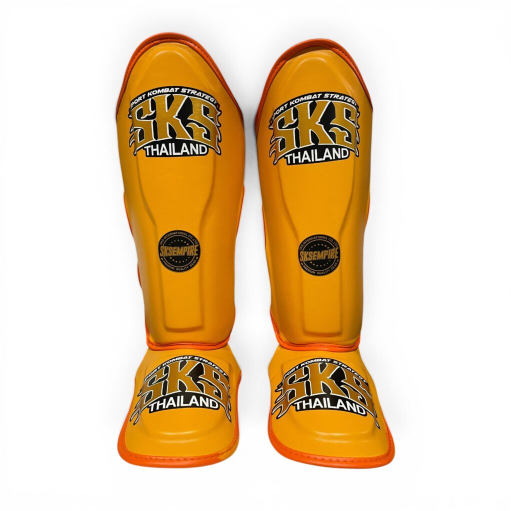 SKS Kids Orange Synthetic Leather Shinguards