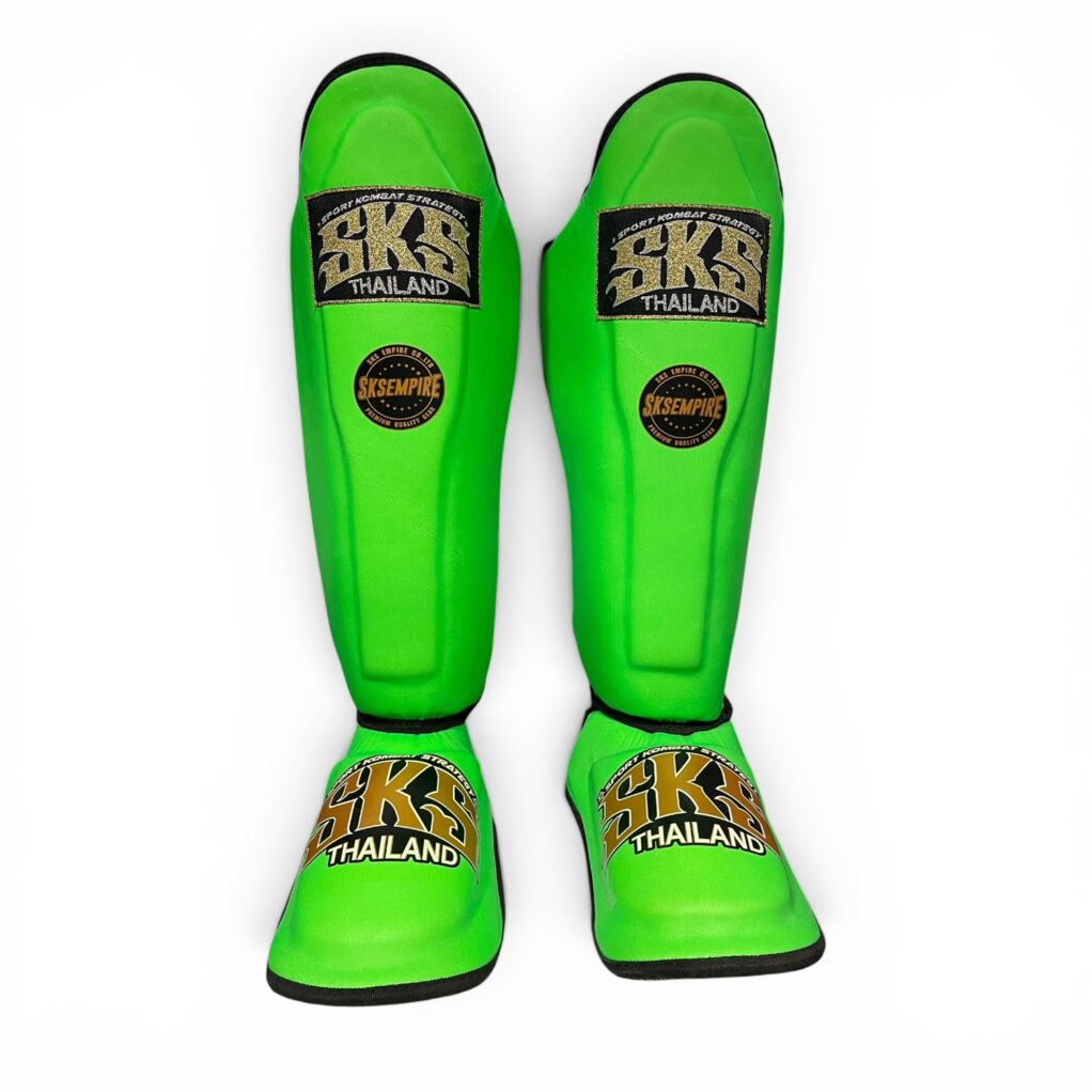 SKS Kids Green Synthetic Leather Shinguards