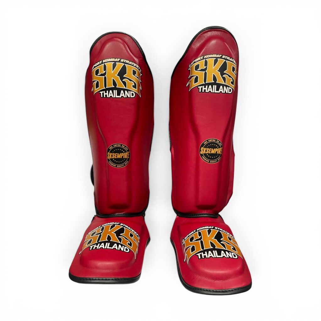 SKS Kids Red Synthetic Leather Shinguards