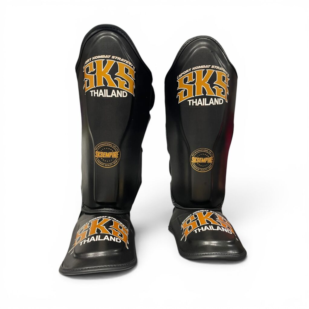 SKS Kids Black Synthetic Leather Shinguards