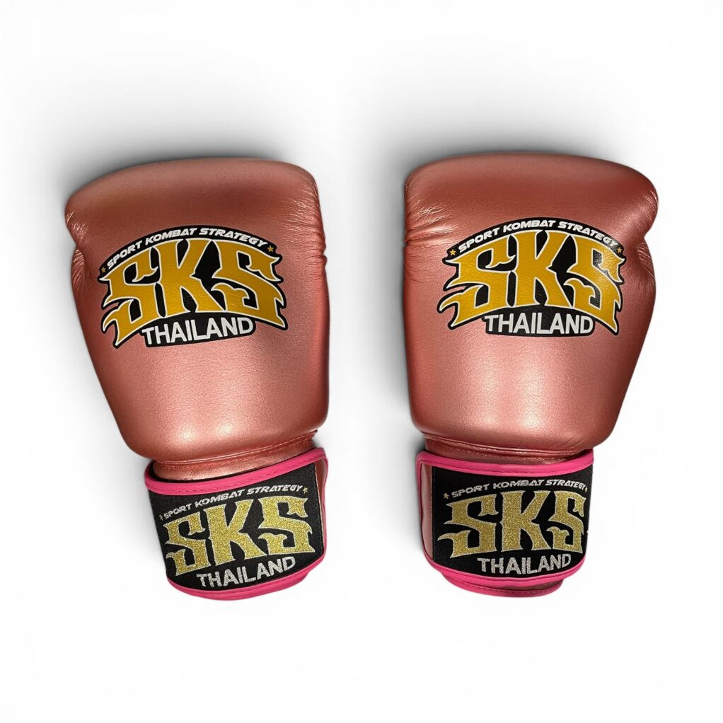 SKS Velcro Metallic Pink Microfiber Boxing Gloves