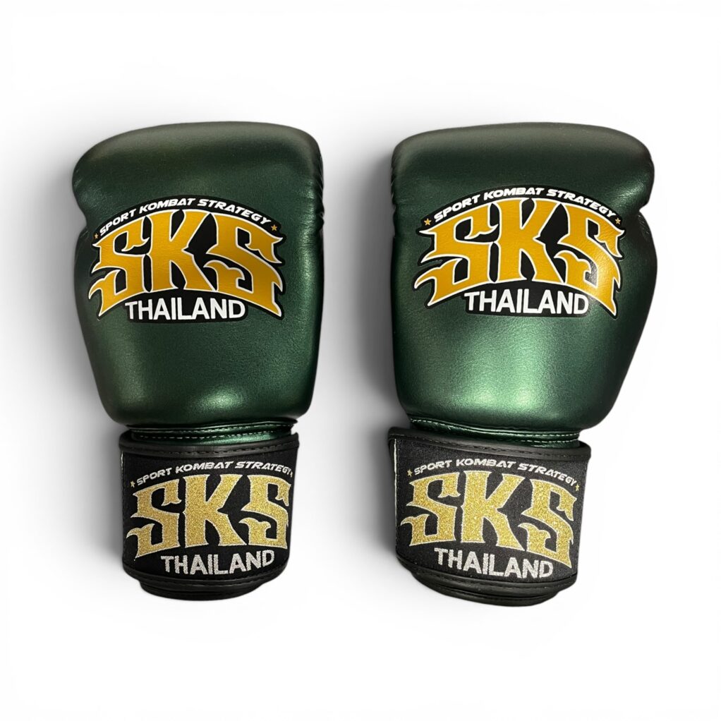 SKS Velcro Metallic Green Microfiber Boxing Gloves
