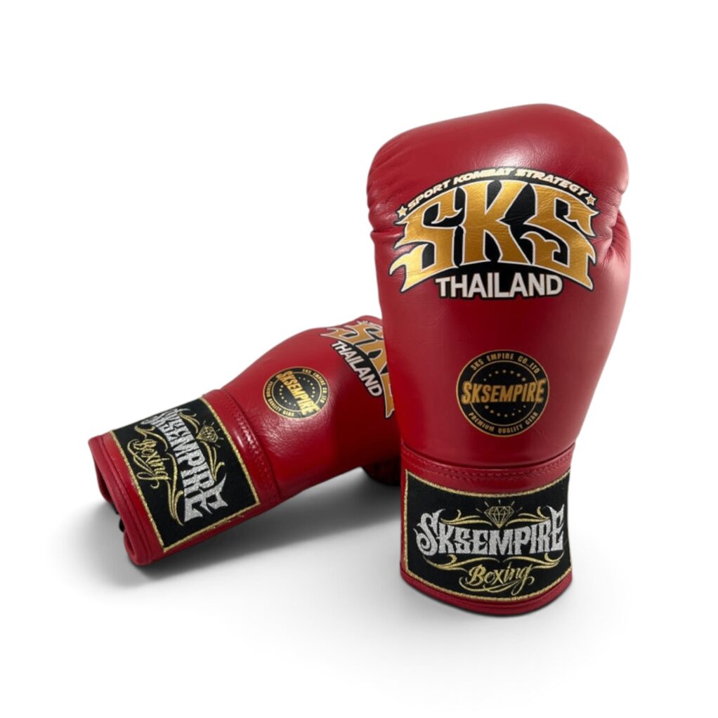 SKS Red Lace Up Boxing Gloves