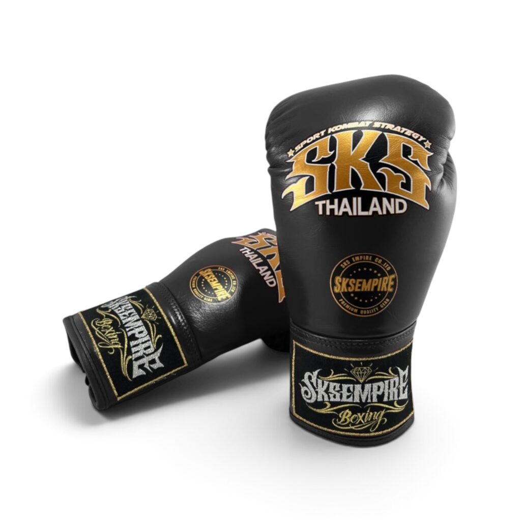 SKS Black Lace Up Boxing Gloves