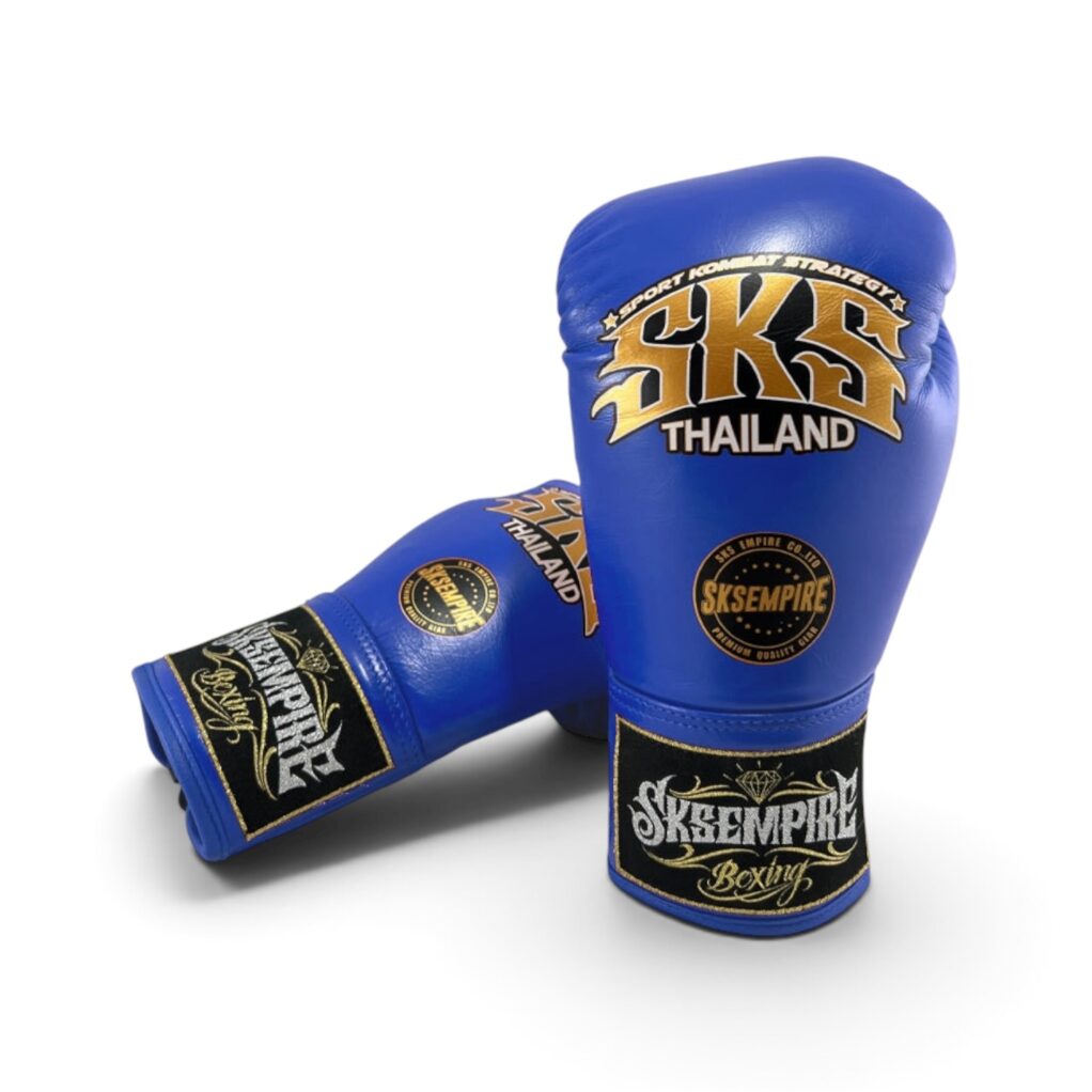 SKS Blue Lace Up Boxing Gloves